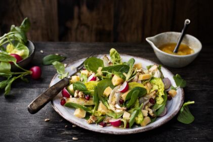 ‘Old Salad’ with roasted fennel, honey mustard vinaigrette and pomegranate seeds