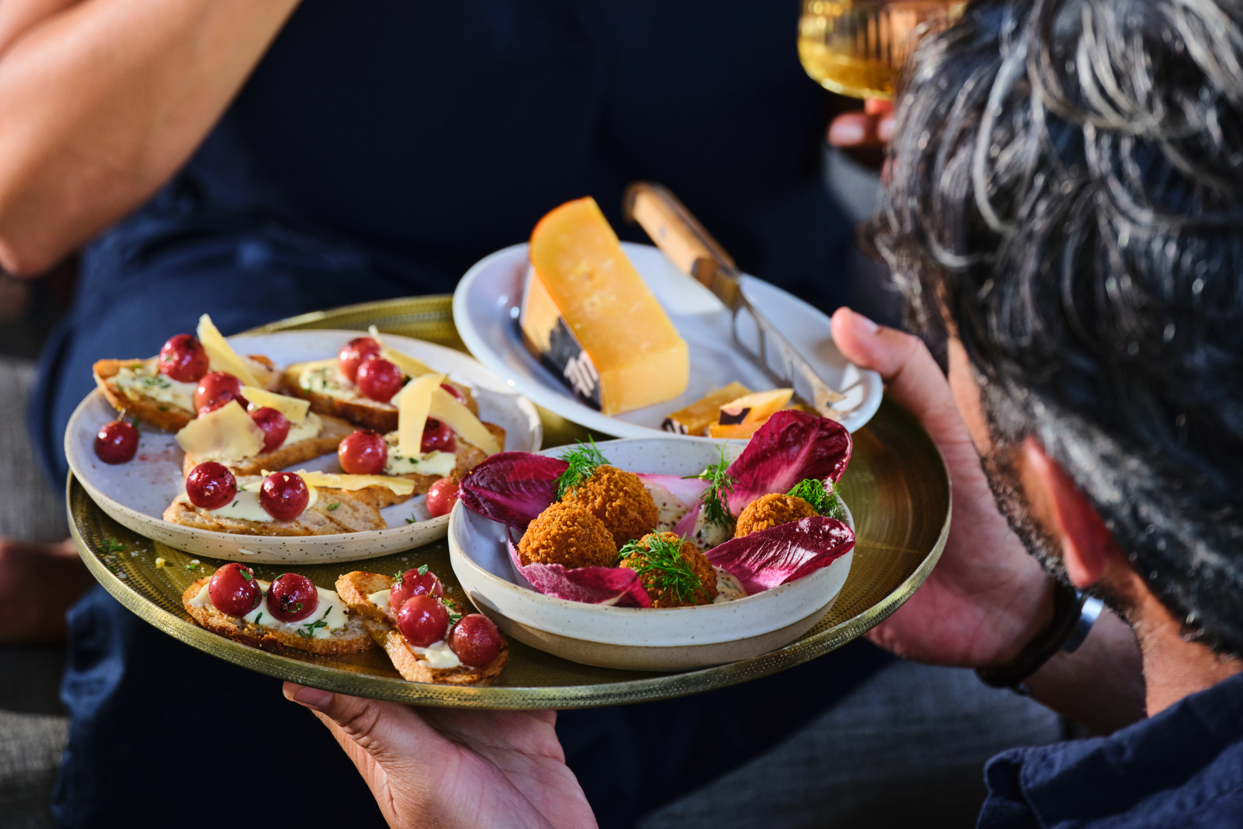 Bruschetta met geroosterde druiven & Old Amsterdam Crème